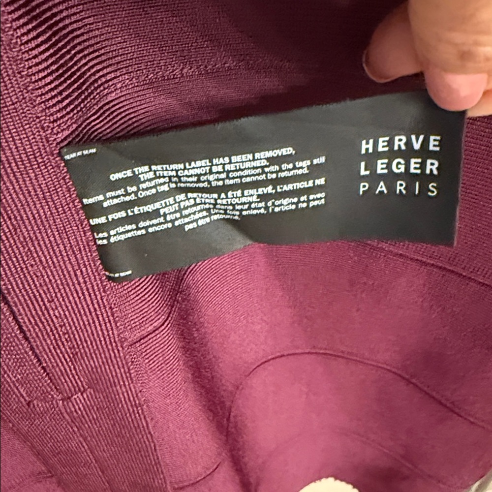 Herve Leger Paris Long Sleeve Bodycon Dress in Burgundy size M new - Picture 11 of 14